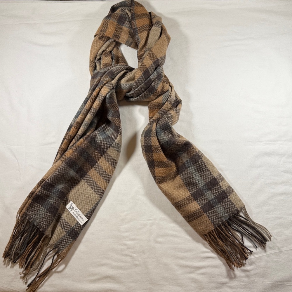 Pashmina Plaid Scarf in Brown and Cream